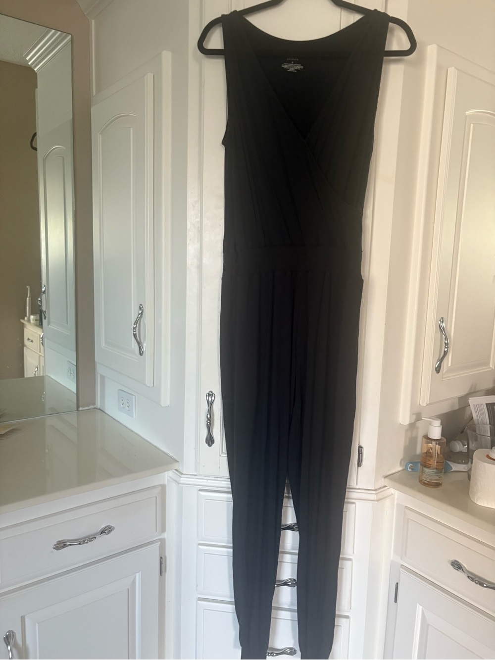 Peach Black Sleeveless Wrap Jumpsuit - Small